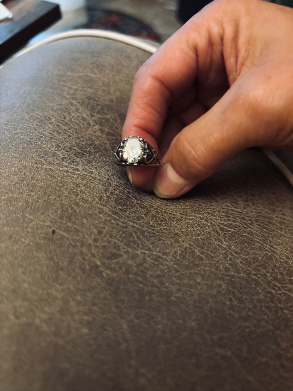 Vintage Avon Sterling Silver Filigreed Intertwined Hearts  Faceted CZ Ring $35